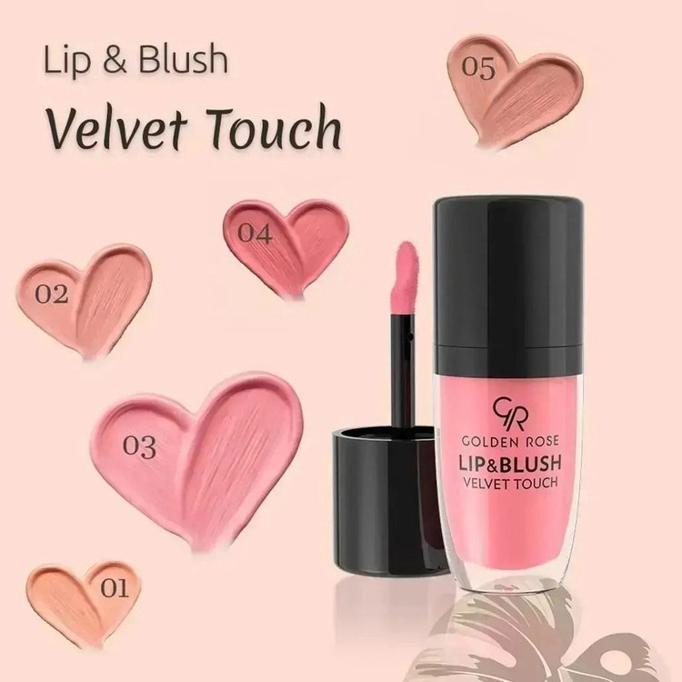 رژ لب و رژگونه مایع گلدن رز مدل VELVET TOUCH