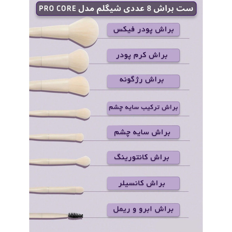 ست براش 8 عددی شیگلم مدل PRO CORE